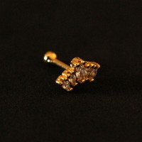 Piercing Ao Cirrgico Cluster Folheado Ouro 18k Coroa Real Pedra Crystal 1,2mm x 8mm