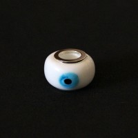 Berloque de Prata 925 Olho Grego Branco com Azul para Pulseira Momentos de Vida