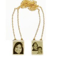 Scapular Gold 18k 0750 with photo engraved / Photoengraving 60cm - 15.8mm x 19.8mm