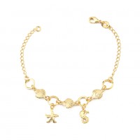 Semi-Jewel Bracelet Gold Plated Trinkles with Sea Star Seashells and Seahorse 18cm / 1.0mm