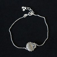 925 Silver Aged Bracelet Shell 18 / 20cm