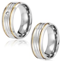 Alliance stainless steel 8 mm Polished with 2-Wire and 3 friezes / Alliance Stainless Steel Anatomic 8 mm Polished with 2-wire, 3 friezes and stone zirconia 2mm