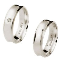 Alliance concave smooth 6 mm silver / Alliance concave smooth 6 mm in silver with zirconia stone 2 mm