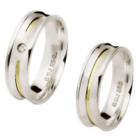 Alliance concave with silver thread / Alliance Concave 6 mm silver bead with zirconia stone and 2 mm
