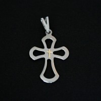 Steel Cross Pendant with Gold