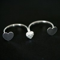 Ring 925 Silver Adjustable Punch English Hearts