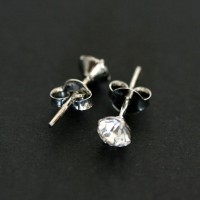 Steel Earrings with Small Stone Zircon