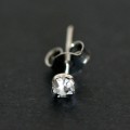 Fixed Steel Earrings with Small Stone Zircon