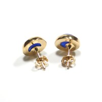 Semi Earring Gold Plated Jewelry with Natural Stone Agata Royal Blue