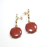 Semi Earring Gold Plated Jewelry with Natural Stone from the Sun