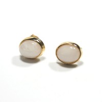 Semi Earring Gold Plated Jewelry with Natural Stone Dolomite