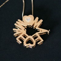 Oro Joyera Collar Semi colgante plateado con 45 cm de Venecia Mandala Madre con piedras zirconia