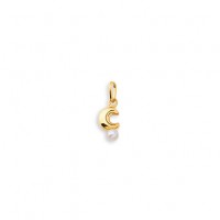 Mini Pendant 18k Gold Moon with Pearl Cream Matte Natural Sphere 3.00 mm