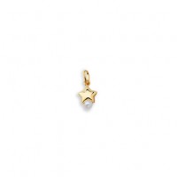 Colgante Oro 18k Mini Estrella con perla crema mate Esfera Natural 3,00 mm