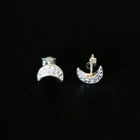 Earring 925 Silver Moon with Zirconia