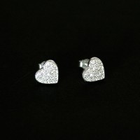 925 Silver Heart Earrings with Zirconia