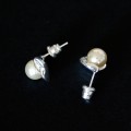 925 Silver Earring with Pearl and Zirconia Caracol