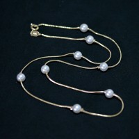 Necklace Semi Jewelry Gold Plated Pearl Madame 45cm