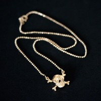 Semi Choker Jewelry Gold Plated Skull Pendant 45cm