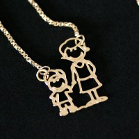 Necklace Semi Jewelry Gold Plated Family Mother and Child 45cm