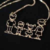 Semi Choker Jewelry Gold Plated Family Mother Father Son and Daughter 45cm
