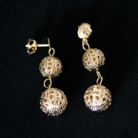 Earring Gold Plated Jewelry Semi Lace Ball lacy