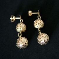 Earring Gold Plated Jewelry Semi Lace Ball lacy