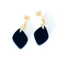 Earring Gold Plated Jewelry Semi Gorgeous Natural Stone Onix