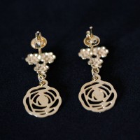 Semi Earring Jewelry Gold Plated Flower Garden