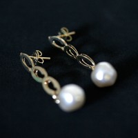 Earring Gold Plated Jewelry Semi Lamour with Pearl