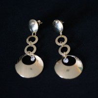 Earring Semi Magnetic Jewelry Gold Plated with Rhinestones