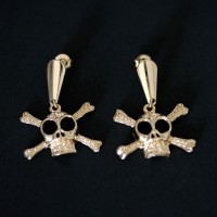 Semi Jewelry Earring Plated Gold Medium Deaths Head