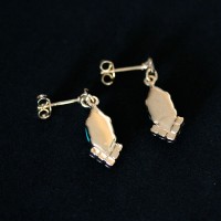 Semi Jewelry Earring Plated Gold Medium Brightness with Green Stone