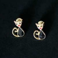 Earring Gold Plated Jewelry Semi Small Cat