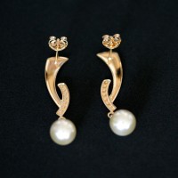Earring Gold Plated Jewelry Semi Pearl Class