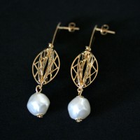 Semi Jewelry Earring Plated Gold Medium Pearl