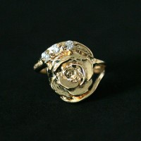 Semi Ring Jewelry Rose Gold Plated with Rhinestones with Zirconia Stones
