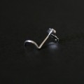 18k White Gold Nose Piercing Seahorse with 02 Zirconia Stone