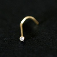 18k Gold Piercing 0750 Point of Light with Zirconia Stone