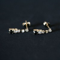 Semi Earring Jewelry Gold Plated Black