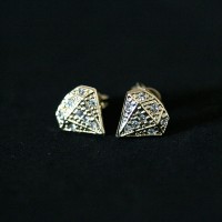 Oro Joyera pendiente semi plateado diamante