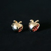 Semi Earring Jewelry Gold Plated Zircon Stones with Apples