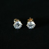 Semi Earring Jewelry Gold Plated with Zirconia Stone