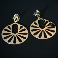 Semi Earring Jewelry Long Gold Plated Round Knockout