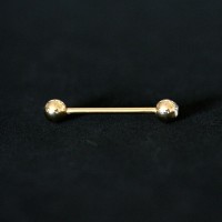 Barbell Piercing Ball w / Stone 18k Gold Plated 1.6mm x 21mm