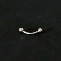 Piercing 316L Surgical Steel Eyebrow Curved Microbell with 1 Crystal Stone 1.2mm x 8mm