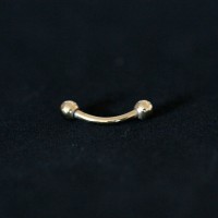 Eyebrow Piercing Microbell Curved Ball 18k Gold Plated 1.2mm x 8mm