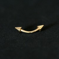 Curved Spike Eyebrow Piercing Microbell 18k Gold Plated 1.2mm x 8mm