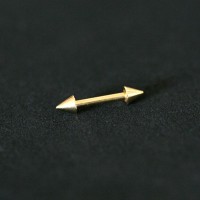 Eyebrow Piercing Spike Straight Microbell 18k Gold Plated 1.2mm x 8mm