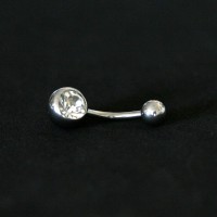 Piercing 316L Surgical Steel Navel Banana Large 1 Stone Crystal 1.6mm x 10mm